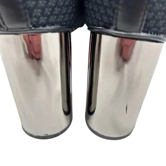 Zara Woman Size 37 Knit Mirror Chrome Heels Black Sock Boots Ankle Booties - Picture 5 of 9